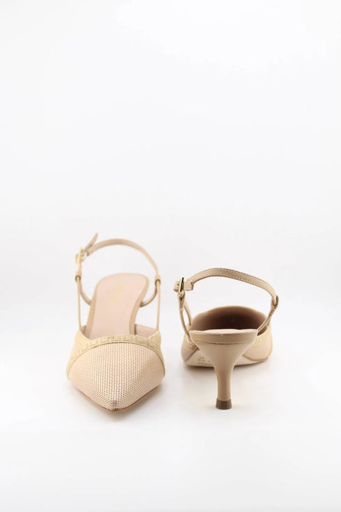 Luz da lua Perforated Slingback Pumps with Metallic Heel